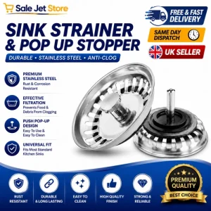 Kitchen Sink Strainer Drainer Replacement Premium Stainless Steel Waste Plug Kit