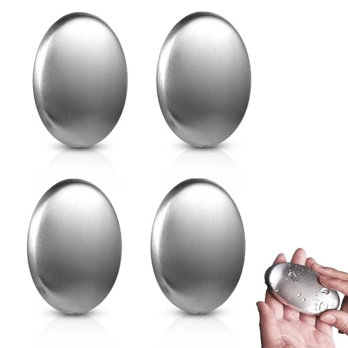 4 Pcs Stainless Steel Soap Bar, Metal Odour Remover - Absorber